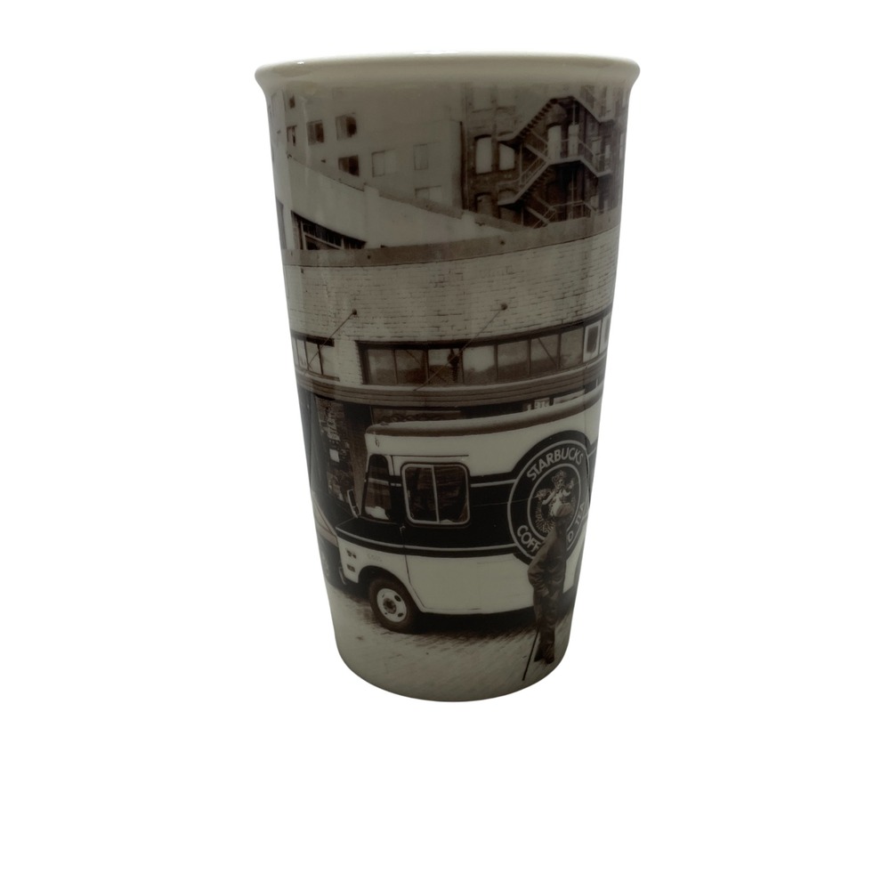 Starbucks Coffee 2016 Brown‎ Sepia Delivery Truck Travel Mug Tumbler 12 oz